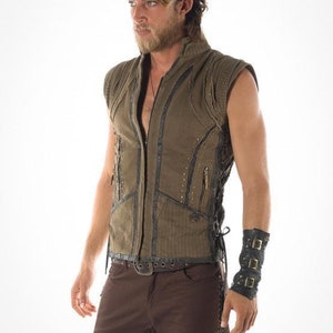 Odin vest, Heren vest, Viking vest, Performer vest, Festival vest, Warm vest, Burning man vest, Cyberpunk vest, Piraten vest, Tribal vest