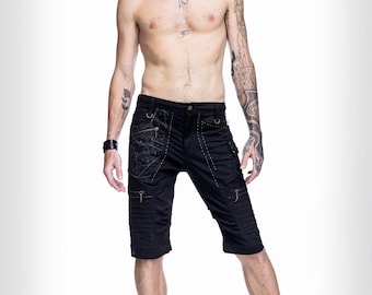 Astral shorts | Festival Clothing | Street Wear | Unisex Shorts | Burning man Wear | Cyberpunk men shorts |  Rave shorts | Knee high shorts