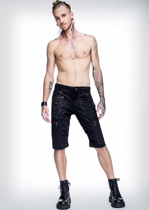 Astral shorts | Festival Clothing | Street Wear | Unisex Shorts | Burning man Wear | Cyberpunk men shorts |  Rave shorts | Knee high shorts
