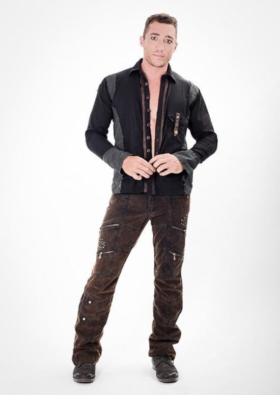 Mens Gothic Steampunk Leather Leather Cargo Pants Mens With Pocket