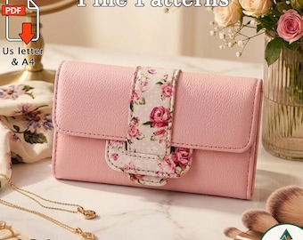 Leather Wallet Pattern, (A4/US Letter PDF), P-026, Instructions included, DIY, Hand and Machine Sewing , Organizer Wallet