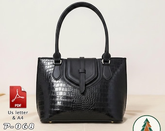 Leather Tote / Shoulder Bag Pattern (A4/US Letter PDF) P-068 ,instructions included, DIY,