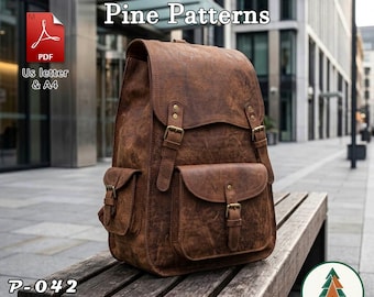 Leather Backpack Pattern (A4/US Letter PDF), P-042, instructions included, DIY, Hand/Machine sewing