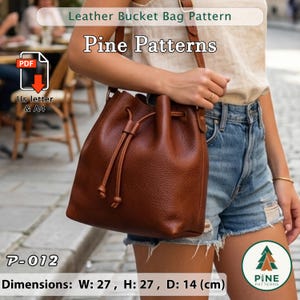 Leather Bucket Bag Pattern (A4/US Letter PDF) P-012, instructions included, DIY, Hand/Machine sewing