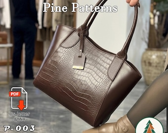 Leather Tote Bag Pattern (A4/US Letter PDF) P-003 ,instructions included, DIY,
