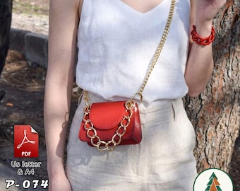 Leather Crossbody Mini Bag Pattern (A4/US Letter PDF) | P-074 | Instructions included | DIY Leather accessory