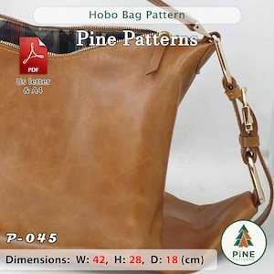 Leather Hobo Bag Pattern (A4/US Letter PDF) P-045, instructions included, DIY image 7