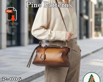 Leather Boston Bag Pattern (A4/US Letter PDF) P-006 ,instructions included, DIY,