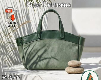 Leather Shoulder Bag Pattern (A4/US Letter PDF) P-018 instructions included, DIY, Purse Pattern, Hand/Machine sewing