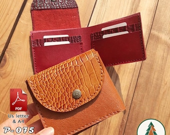 Leather Wallet Pattern (A4/US Letter PDF) | P-075 | Instructions included | DIY | Easy wallet template