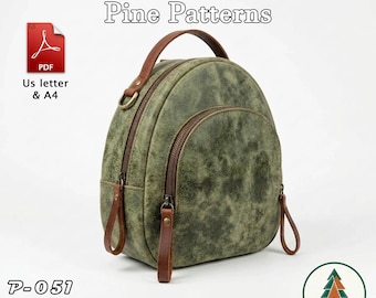 Leather Small Backpack Pattern (A4/US Letter PDF), P-051, instructions included, DIY, Hand/Machine sewing