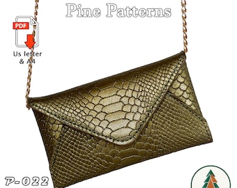 Leather Clutch / Crossbody Bag Pattern (A4/Us Letter PDF) P-022, DIY,  template with instructions, Envelope Design