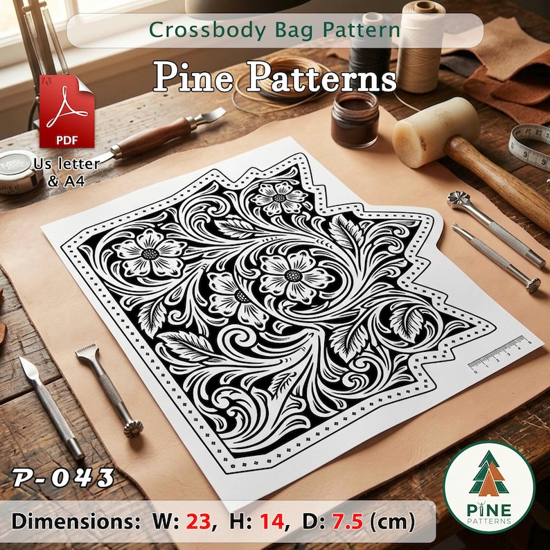 Leather Crossbody Bag Pattern (A4/US Letter PDF) P-043 ,instructions ...