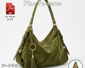 Leather Hobo Bag Pattern (A4/US Letter PDF) P-045, instructions included, DIY
