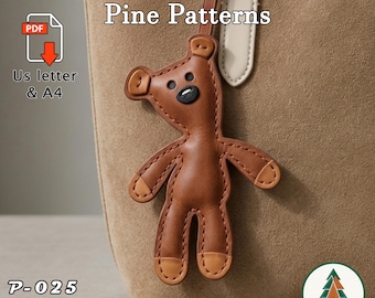 Leather Bag Charm Pattern (PDF) P-025, DIY Keychain Accessory, Five Sizes included