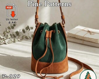 Leather Bucket Bag Pattern (A4/US Letter PDF) P-029, instructions included, DIY, Purse, Shoulder bag