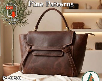 Leather Handbag Pattern (A4/US Letter PDF) P-030 ,instructions included, DIY, Belt bag
