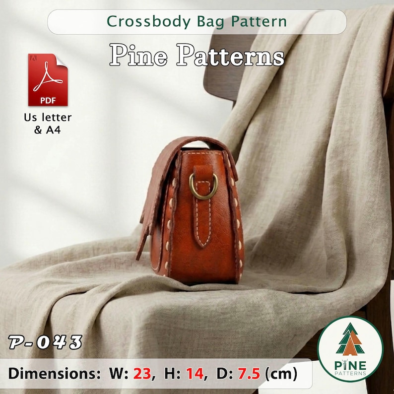 Leather Crossbody Bag Pattern (A4/US Letter PDF) P-043 ,instructions ...