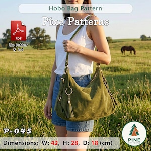 Leather Hobo Bag Pattern (A4/US Letter PDF) P-045, instructions included, DIY image 4