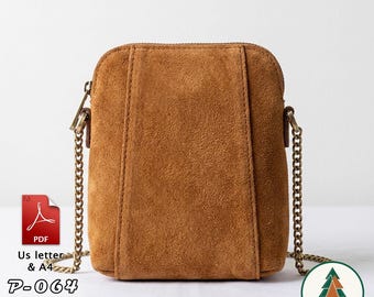 Leather Shoulder Bag Pattern, (A4/US Letter PDF), P-064, Instructions included, DIY