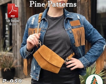 Leather Crossbody Bag Pattern, (A4/US Letter PDF), P-050, Instructions included, Belt Bag