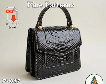 Leather Purse Pattern (A4/US Letter PDF) P-017, instructions included, DIY,  Crossbody bag Pattern