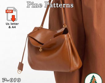 Leather Shoulder bag Pattern (A4/US Letter PDF) P-010 ,instructions included, DIY,