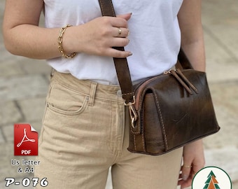 Leather Crossbody Bag Pattern (A4/US Letter PDF) | P-076 | Instructions included | DIY