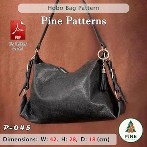 Leather Hobo Bag Pattern (A4/US Letter PDF) P-045, instructions included, DIY image 8