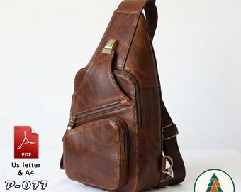 Leather Sling Backpack Pattern (A4/US Letter PDF), P-077, instructions included, DIY