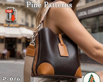 Leather Bucket Bag Pattern (A4/US Letter PDF) P-016, instructions included, DIY, Purse, Handbag