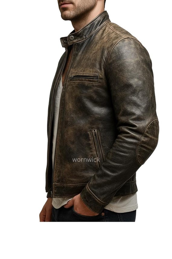 ヴィンテージスタイルのダメージ加工レザージャケット | クラシックな