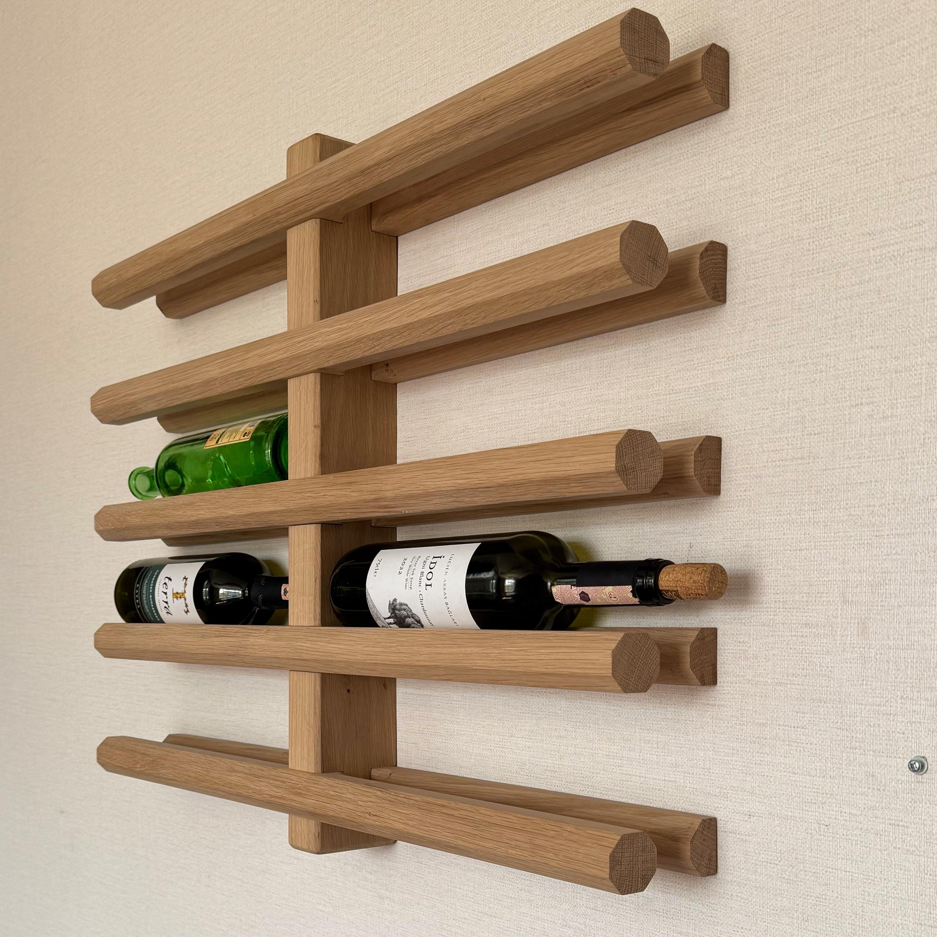 Curated visual reference: Visual Reference: Wooden Wine Racks Wall Mount Handmade Oak Wine Shelves Modern