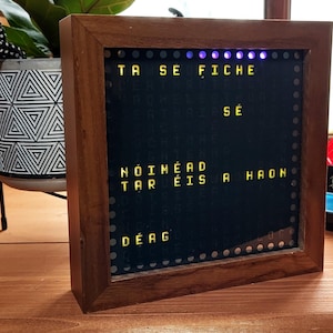 Pixel Grid WiFi word clock As Gaelige