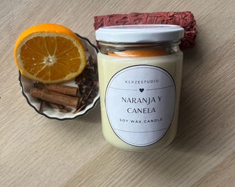 Orange and Cinnamon Candle.