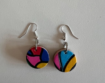 Leather earrings.