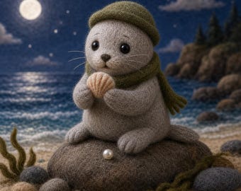 Cute Handmade Wool Felt Seal, 8cm Soft Ocean Animal Figurine Gift, Baby Nursery Decor, Unique Coastal Handmade Keepsake