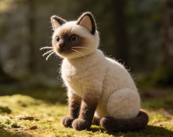 ヴィンテージ猫の置物 カントリーアーティスト シャム猫 7インチ 樹脂