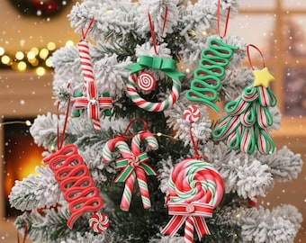 オーナメント　クリスマスツリー 飾り　クリスマス　　インポート　手作り　レア 愛らしいユールログクリスマスツリーの飾り - 手作りポリマークレイ