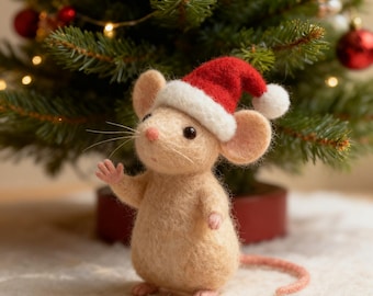 Wool Felted Mouse Doll, Handmade Wool Animal Toy, Adorable Gift for Animal Lovers & Collectors, Wool Felt Animal Figurine, Christmas Gifts