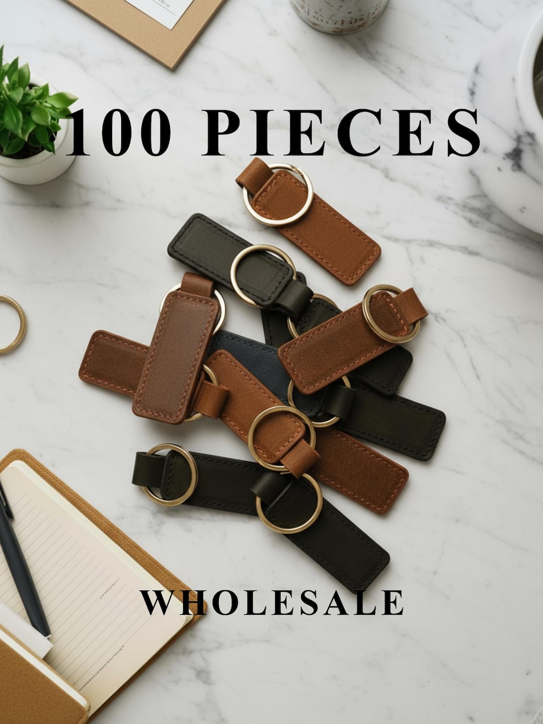 100 Pieces Custom Leather Keychains Bulk, Personalized Logo Keychains ...
