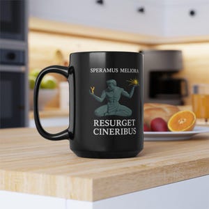 Personalized Spirit of Detroit Coffee Mug: Inspirational Quote, Black Ceramic