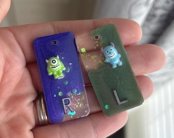 モンスターズ・インク風のX線マーカー、グリッターハンドメイド（放射線技師向け）