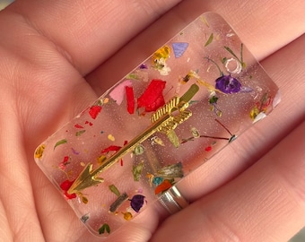 手作り樹脂製花柄X線マーカー – ゴールドアロー – 異物（FB）マーカー – 放射線技師用アクセサリー