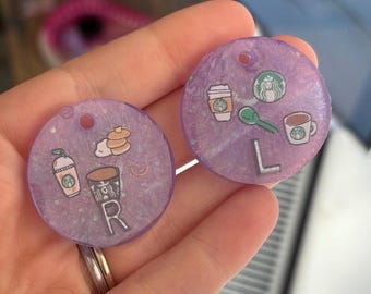 コーヒーラバーズ X線マーカー、ブロンズパープル、ハンドメイド（放射線技師向け）