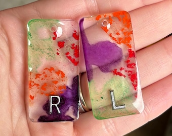 水彩画風X線マーカー - 透明樹脂製、チェーン付き（選択可能） - ハンドメイド（放射線技師向け）