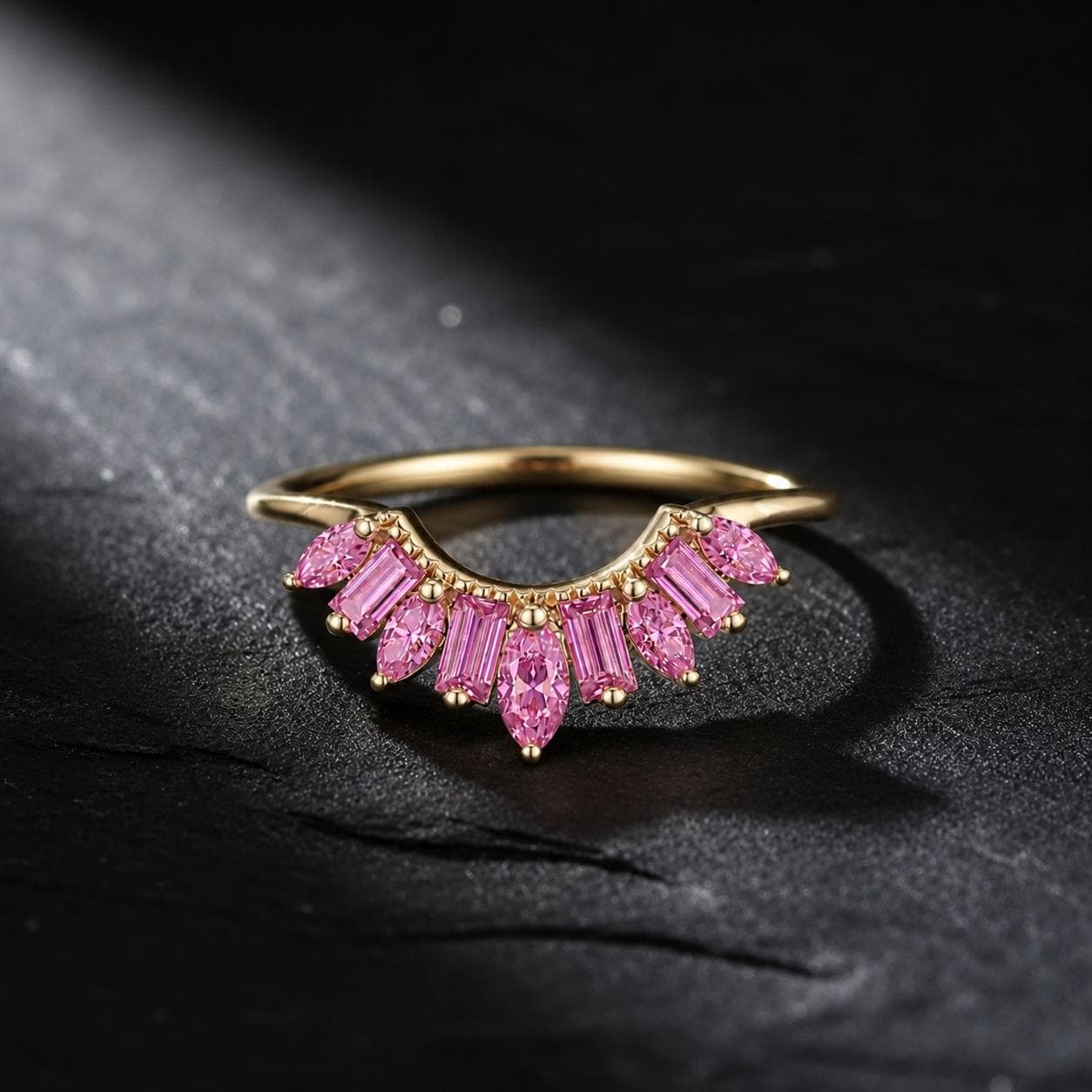 Curved Pink Sapphire Tiara Band