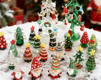 ランプワークガラスのクリスマスツリー（星の飾り付き） - Etsy 日本