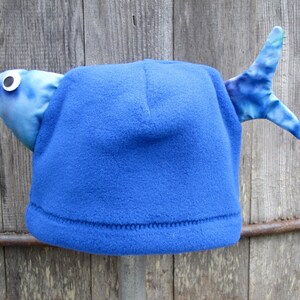 Blue Fish Children's Fleece Hat, Handmade Cute Kids Clothing, Warm Hand sewn Fleece Hat for Kids Baby Toddler, Boy and Girl, Alaskan Made image 5