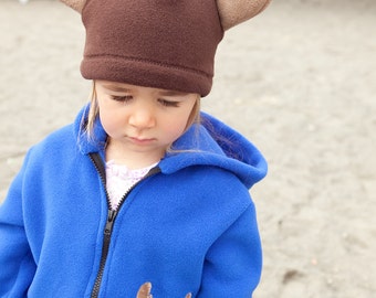 Moose- Children's  Fleece Hat, Handmade Cute Kids Clothing, Warm Hand sewn Fleece Hat for Kids Baby and Toddler, Boy and Girl, Alaskan Made